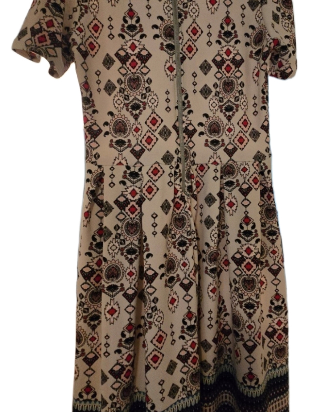 LuLaRoe Amelia Dress with Black and Red Geometric Print "Dipped" WITH POCKETS! - Picture 2 of 4